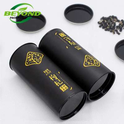 Custom printing black food grade round box paper tube packaging