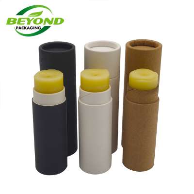 0.5oz 14g 100% biodegradable packaging cardboard push up deodorant stick containers white black brown kraft lip balm paper tube