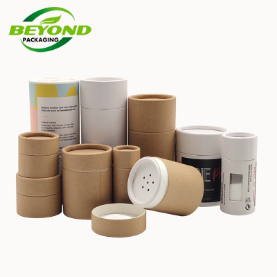 Biodegradable Kraft Cardboard Cylinder Packaging Tube Recycled Kraft Paper Tube Shaker Top For Spices